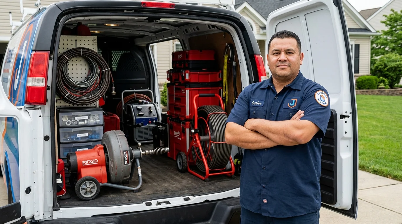 Professional drain cleaning equipment and Johns Plumbing LLC plumber in Stanley